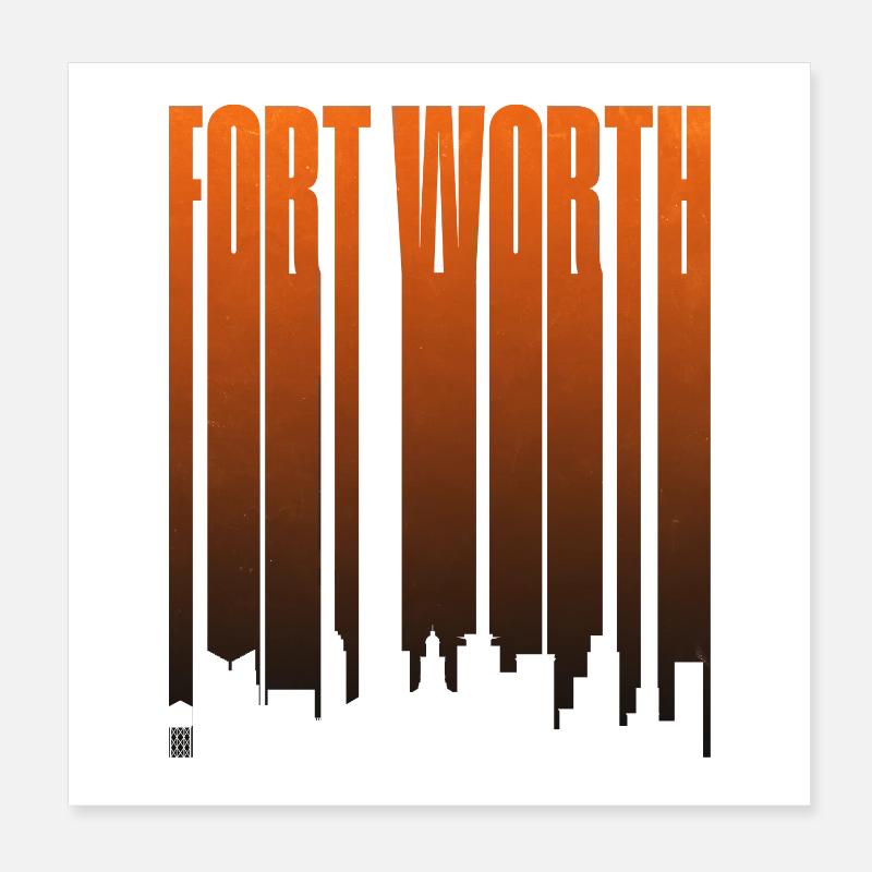 Gradients néon de la Skyline de Fort Worth Poster 20 x 20 cm