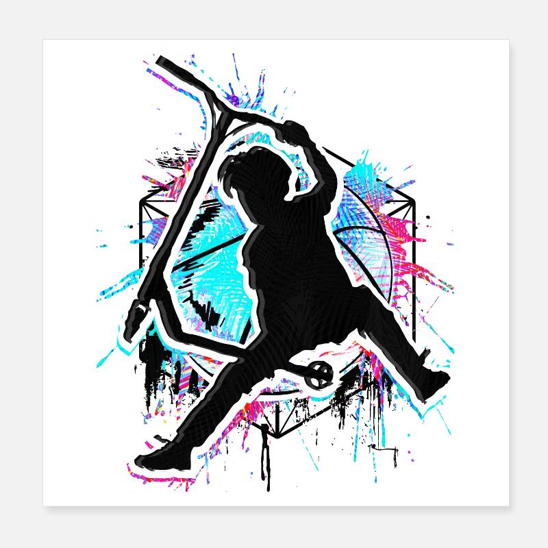 Stunt Scooter coloré - Scooter de cascade coloré Poster 20 x 20 cm