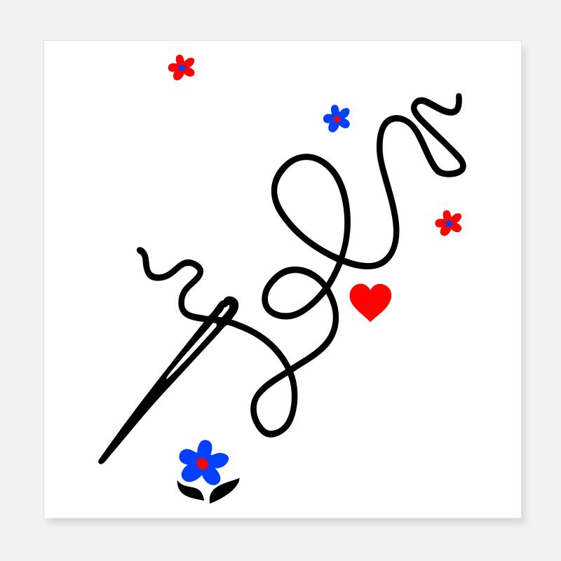 Coudre à la main apporte amour et joie Poster 20 x 20 cm