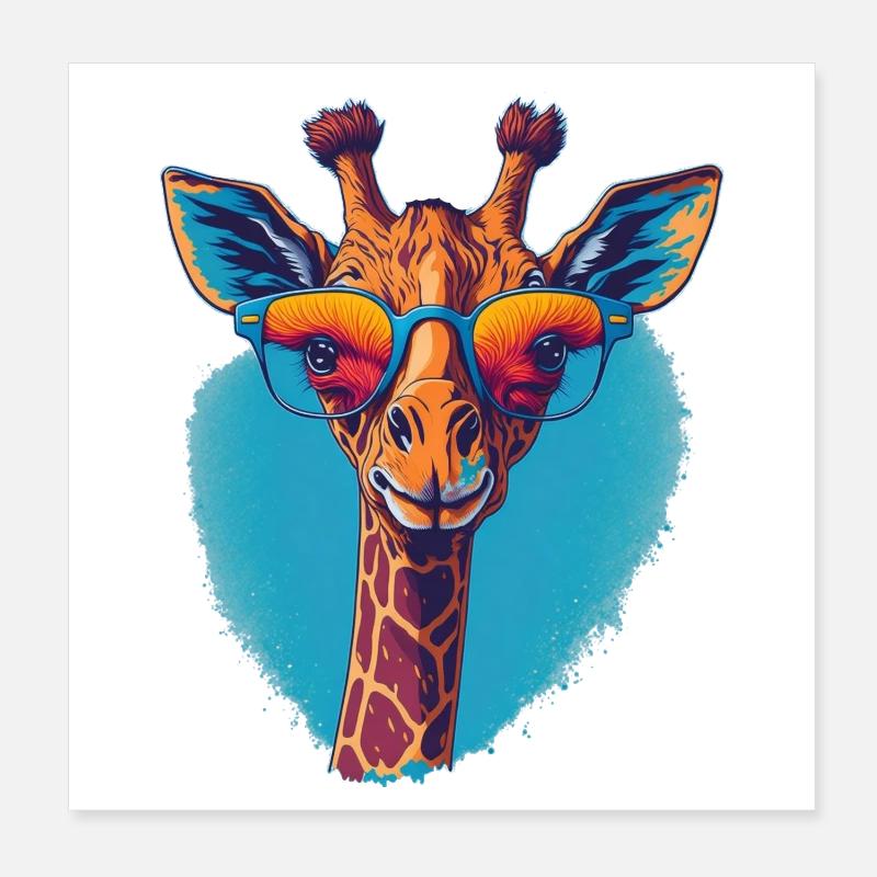 Girafe avec une vue dégagée Poster 20 x 20 cm