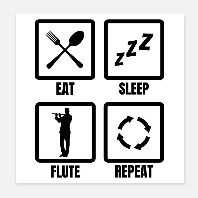 Flötenspieler Routine Poster 20x20 cm