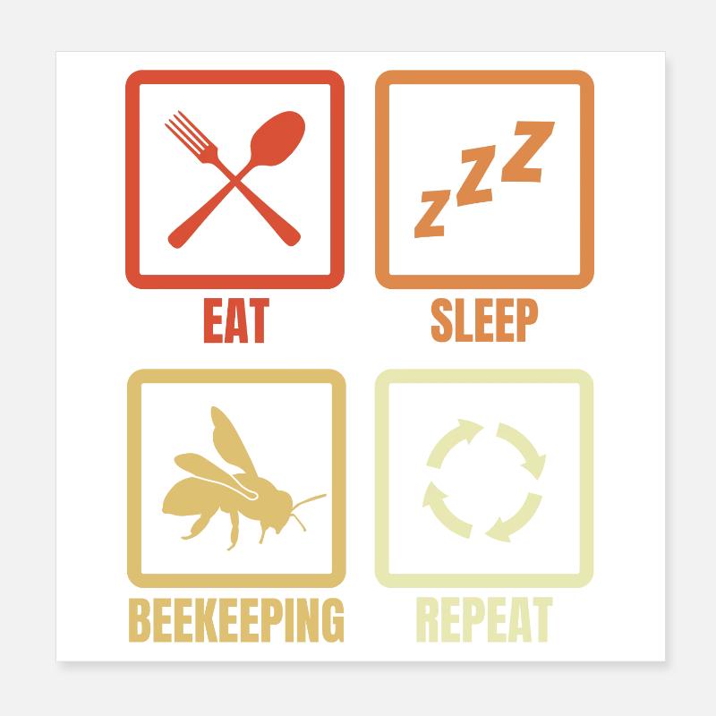 Eat Sleep Beekeeping Repeat Poster 20x20 cm