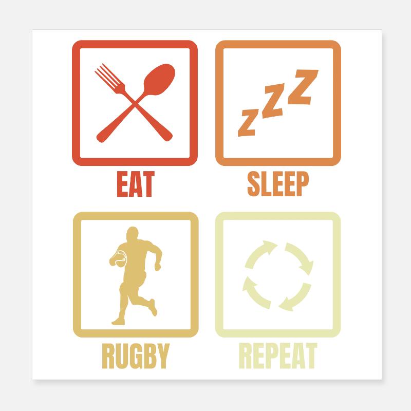 Eat Sleep Rugby Répéter Poster 20 x 20 cm