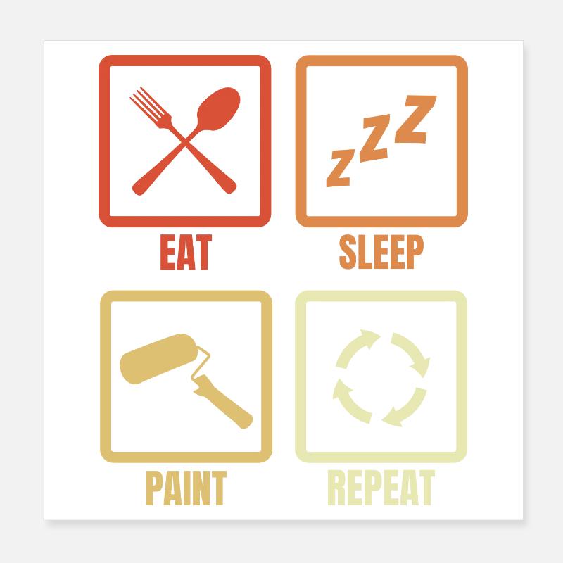 Eat Sleep Paint Repeat Poster 20x20 cm