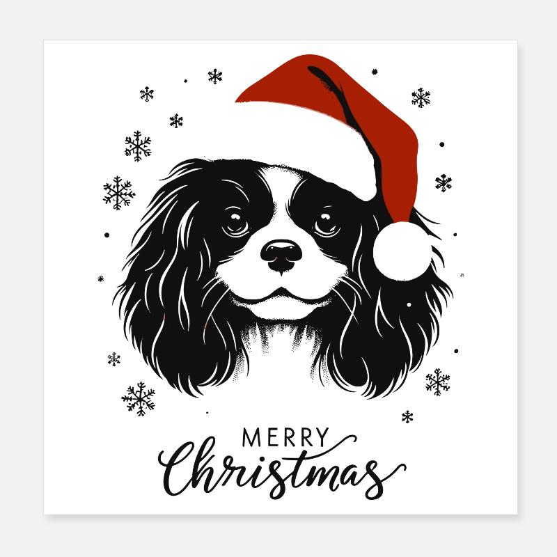 Cavalier King Charles Spaniel - Joyeux Noël Poster 20 x 20 cm
