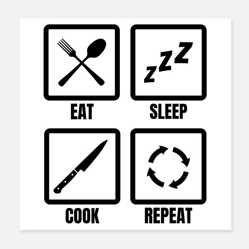 Cooking Daily Routine Poster 8" x 8" (20x20 cm)