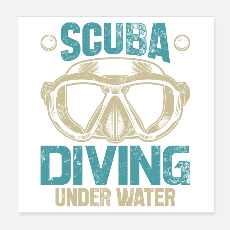 Scuba Diving Under Water Icon Tee Poster 8" x 8" (20x20 cm)