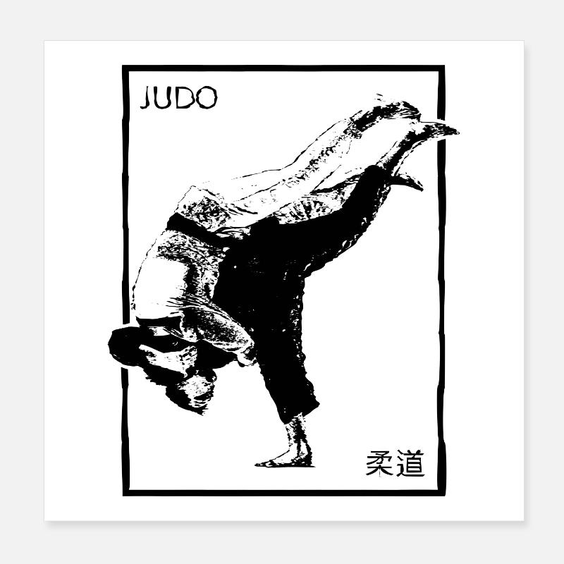 Judo – Wurftechnik mit japanischem Stil Poster 20x20 cm