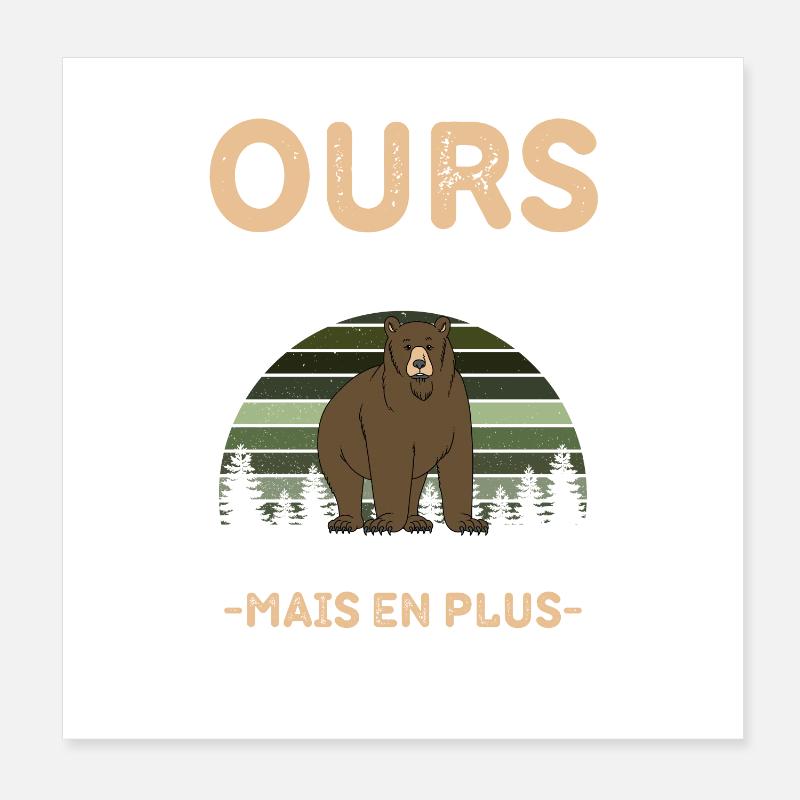 Papa Ours Grognon Poster 20 x 20 cm