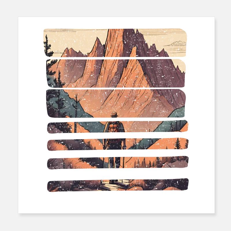 Randonnée montagnes Poster 20 x 20 cm