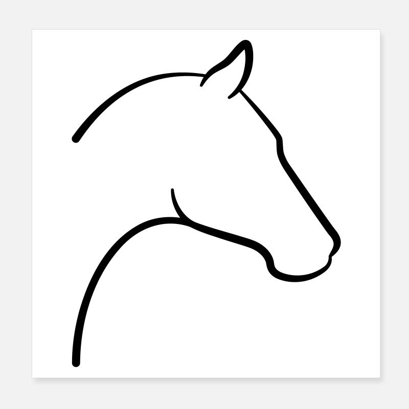 Pferd Kopf Symbol Umriss Poster 20x20 cm