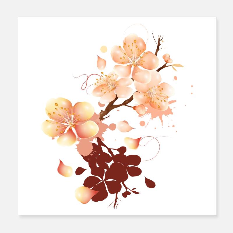 Graffiti de fleur de pêcher dans un ton pêche velouté Poster 20 x 20 cm