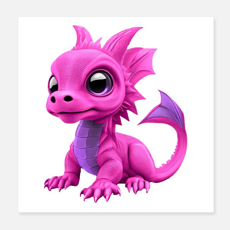 Bébé Dragon Rose | Mignon bébé dragon rose Poster 20 x 20 cm
