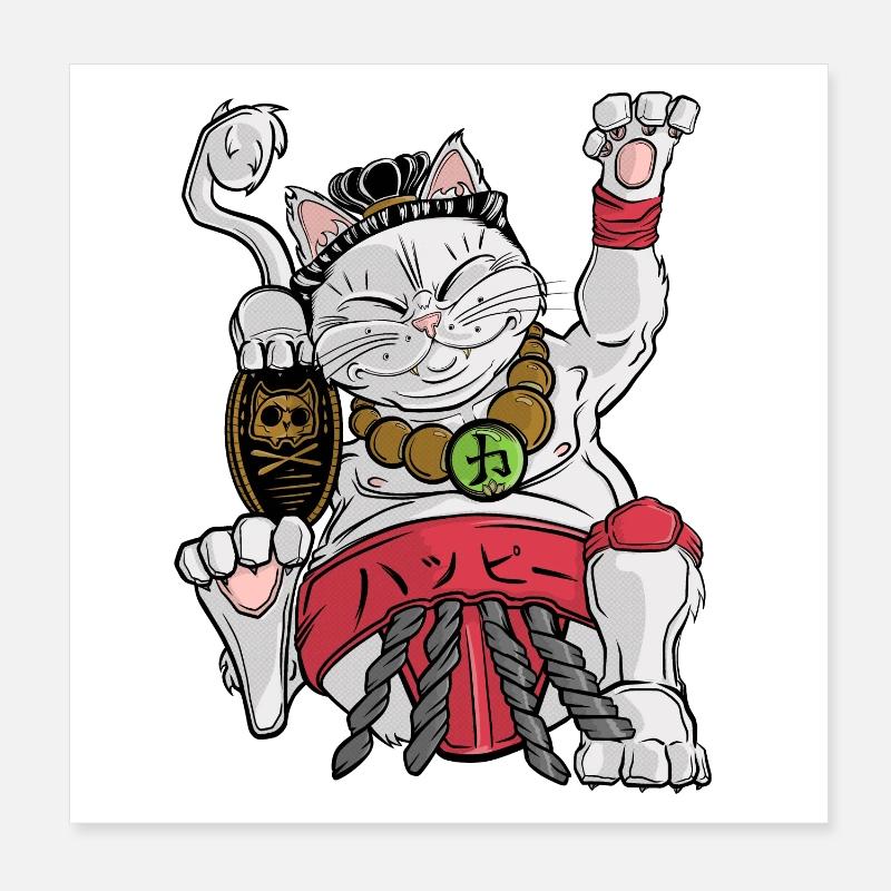 Maneki-neko Sumo Poster 20 x 20 cm