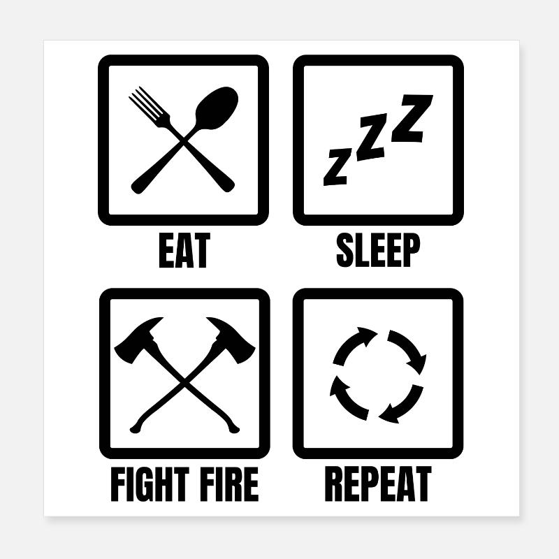 Routine quotidienne des pompiers Poster 20 x 20 cm