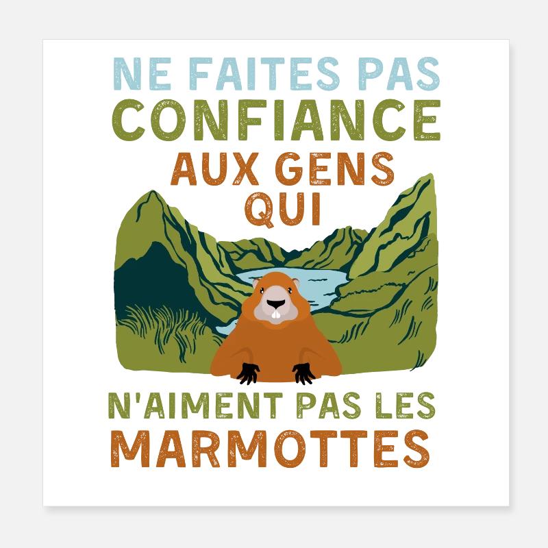 Marmottes Poster 20 x 20 cm