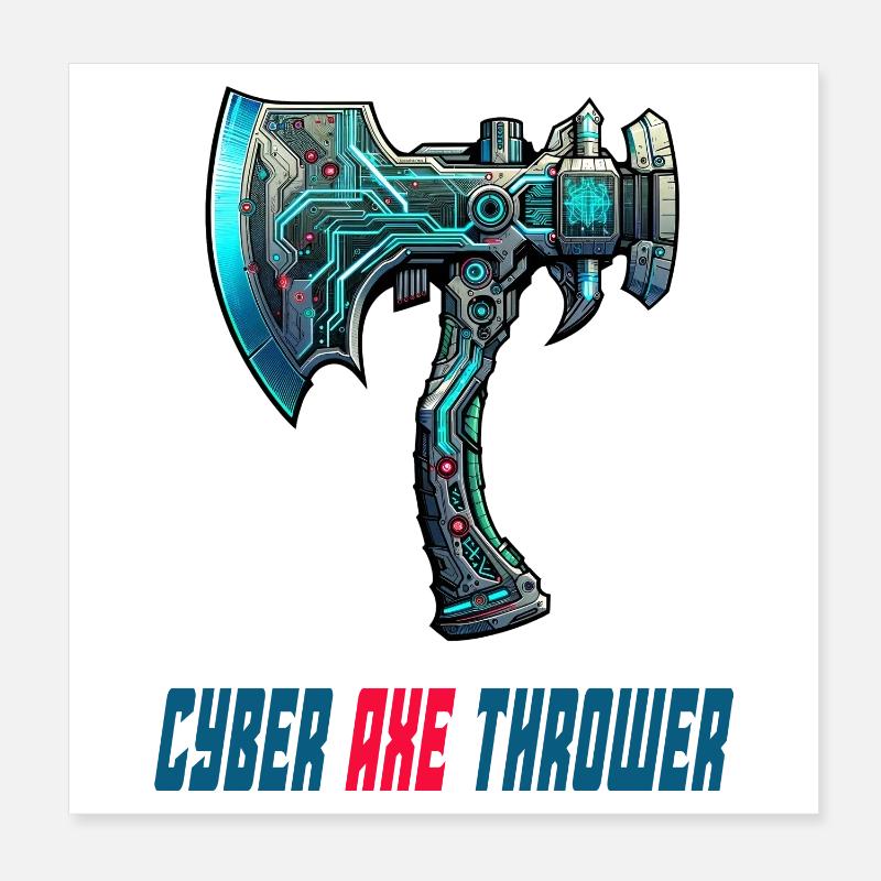 Hache à lancer une cyberhache, design sportif Poster 20 x 20 cm