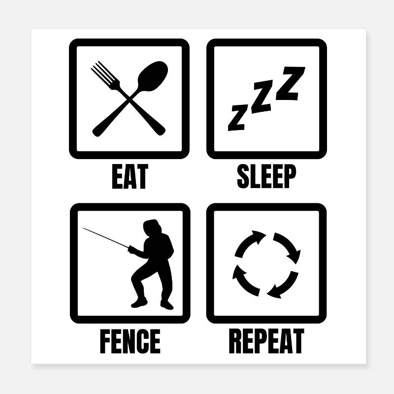Routine quotidienne de l’escrimeur Poster 20 x 20 cm