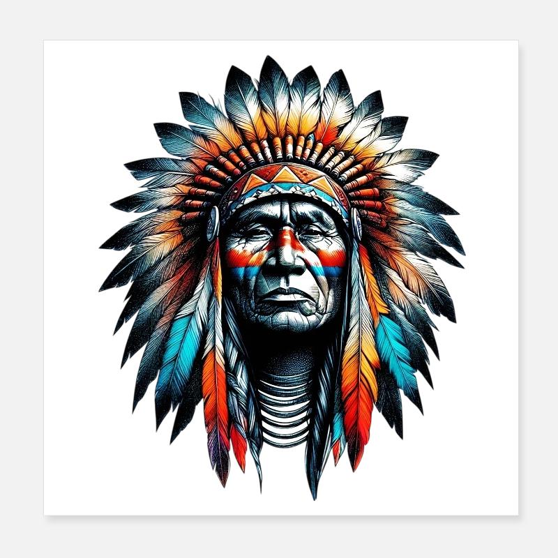 American Indian American Poster 8" x 8" (20x20 cm)