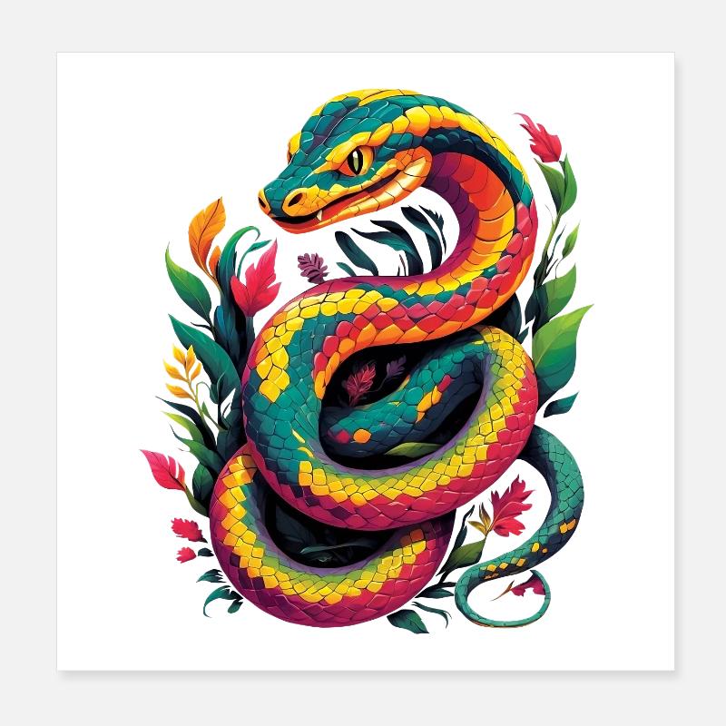 Multicolored Snake Poster 8" x 8" (20x20 cm)