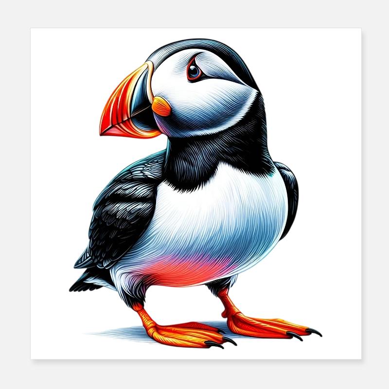 Puffin Poster 8" x 8" (20x20 cm)