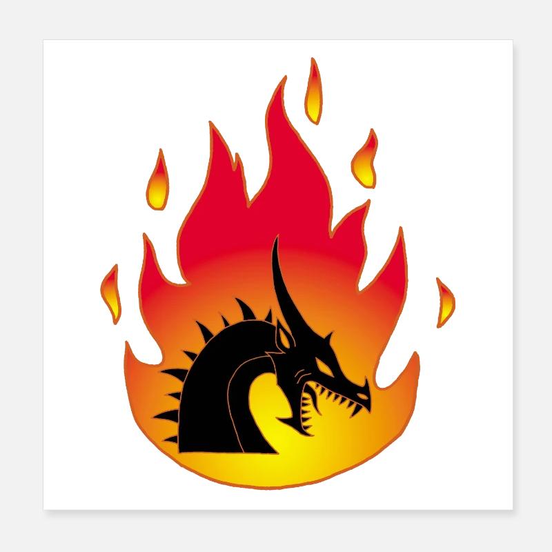 Feuer-Drache Poster 20x20 cm