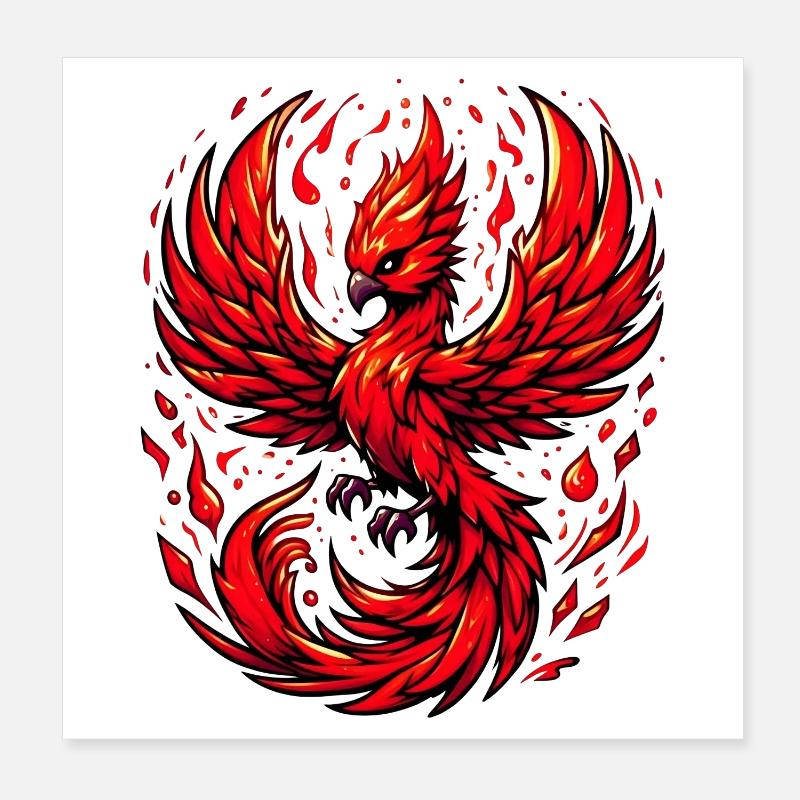 Roter Phönix Poster 20x20 cm
