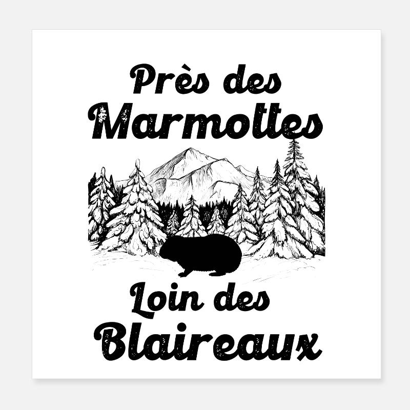 Marmotte forêt randonnée camping Poster 20 x 20 cm