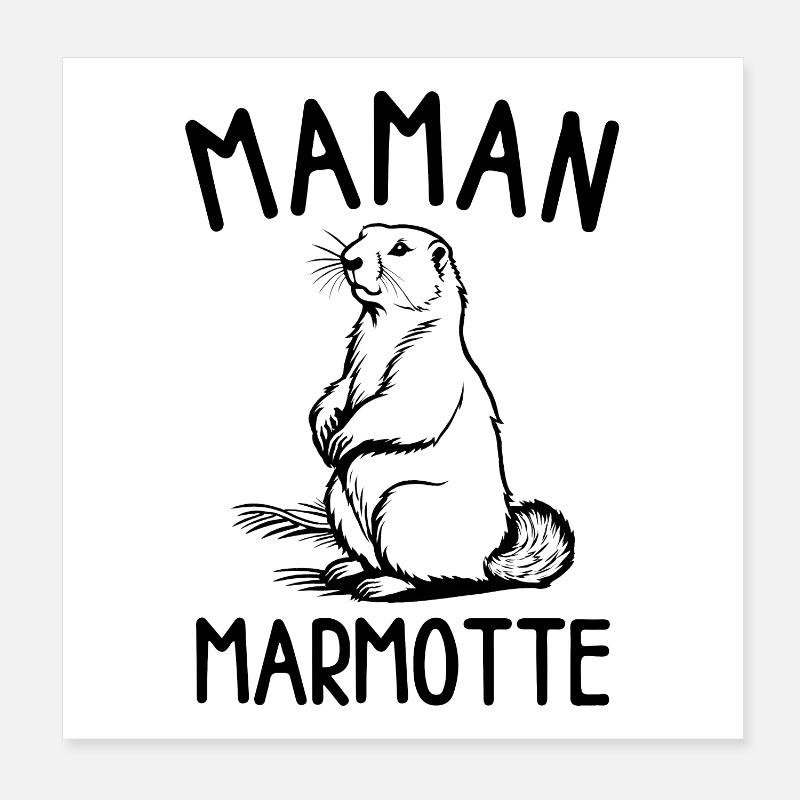 Maman marmotte Poster 20 x 20 cm