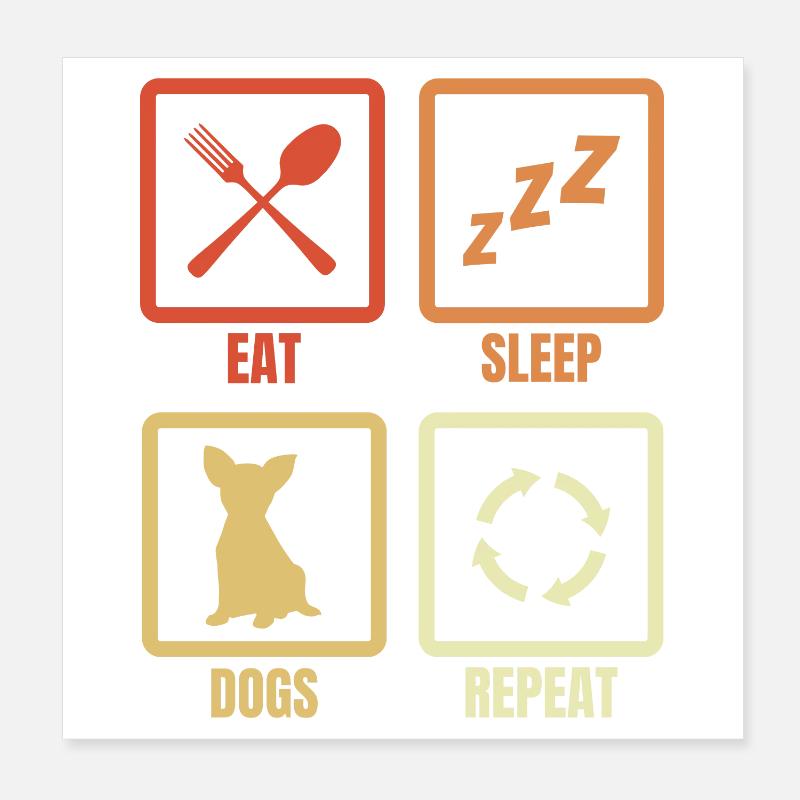 Routine quotidienne pour les propriétaires de chiens Poster 20 x 20 cm