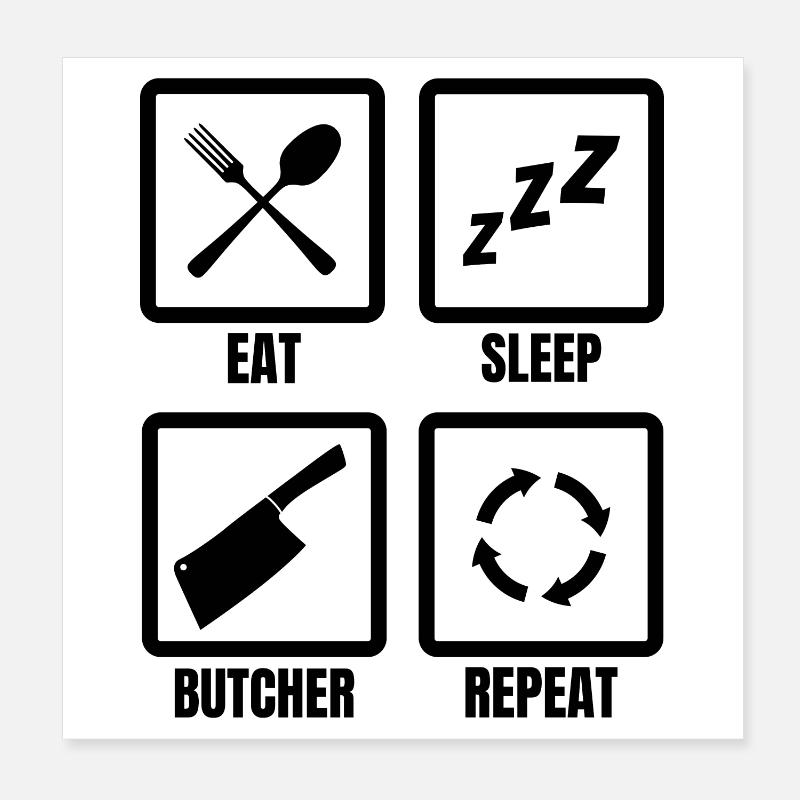 Routine quotidienne du boucher Poster 20 x 20 cm