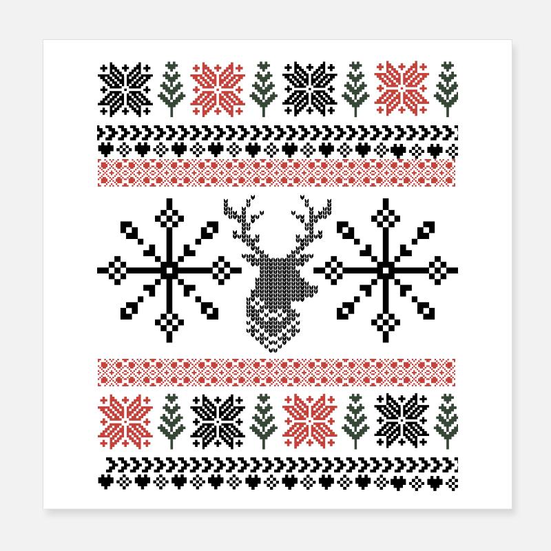 Retro Weihnachten Pixel Muster Poster 20x20 cm