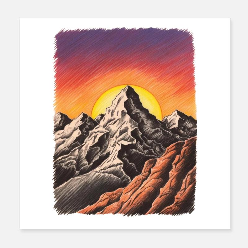 Mountain Sunset Poster 8" x 8" (20x20 cm)