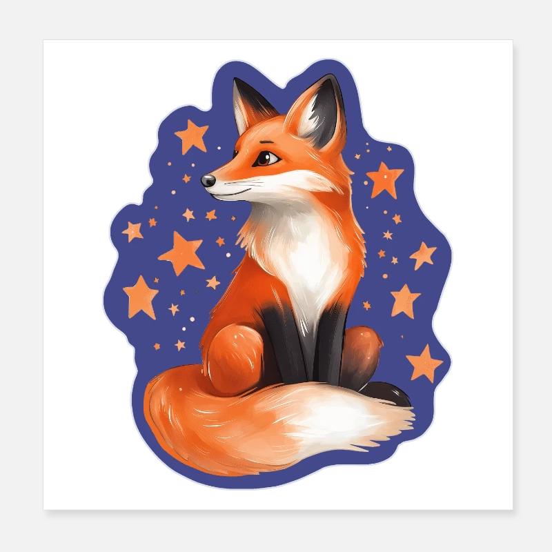 Fuchs und Sterne Poster 20x20 cm