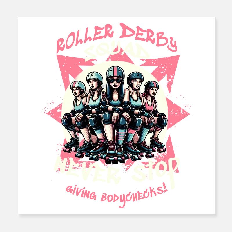 Roller Derby Squad Poster 8" x 8" (20x20 cm)