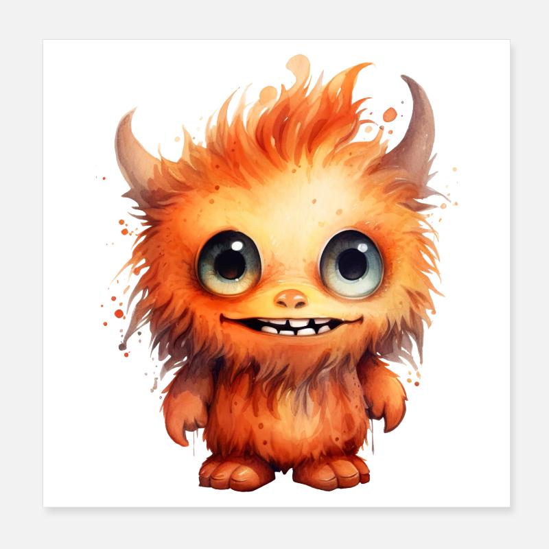 Flammenfell Freund Monster Poster 20x20 cm