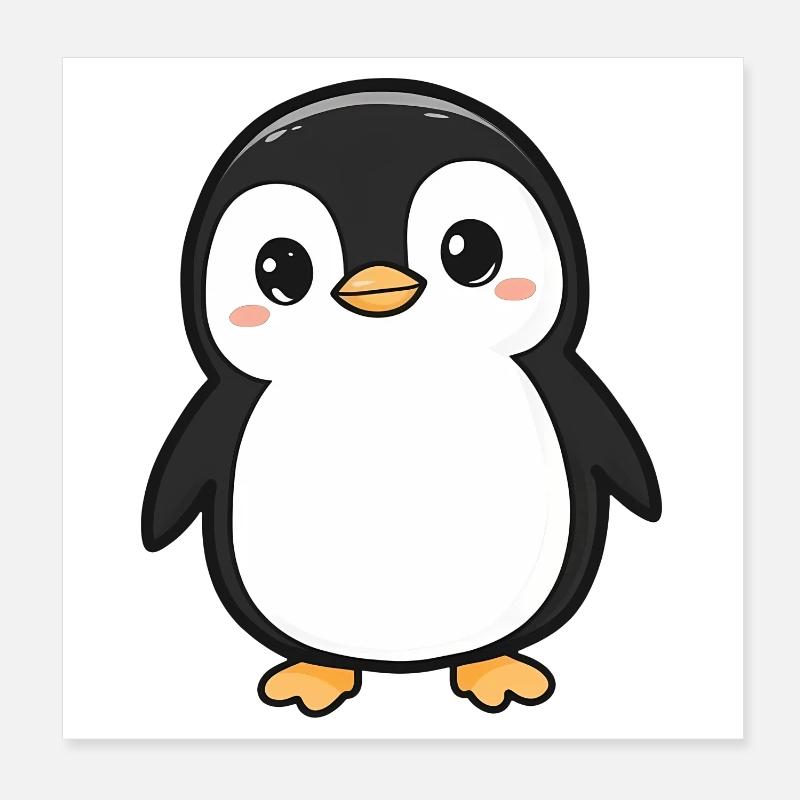 Mignon Adorable Pingouin - Conception de dessin animé charmant Poster 20 x 20 cm