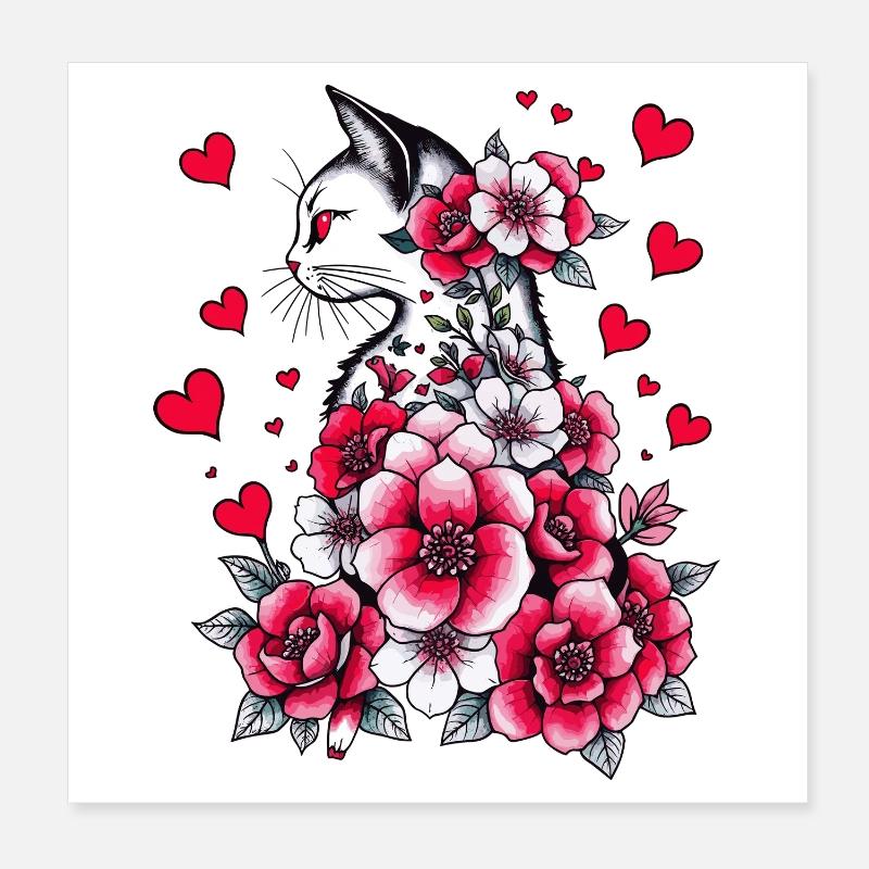 Chat blanc Poster 20 x 20 cm