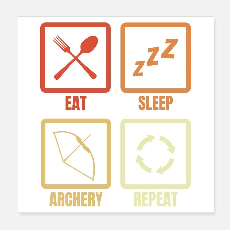 Eat Sleep Archery Repeat Poster 8" x 8" (20x20 cm)