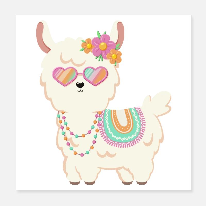 Lama doux d’été Poster 20 x 20 cm