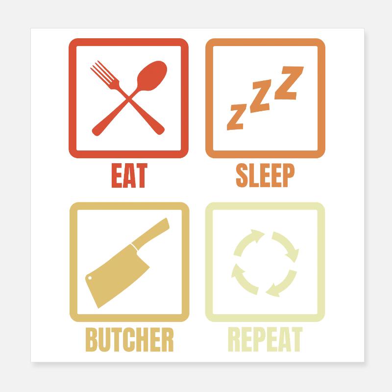 Manger Dormir Boucher Répéter Poster 20 x 20 cm