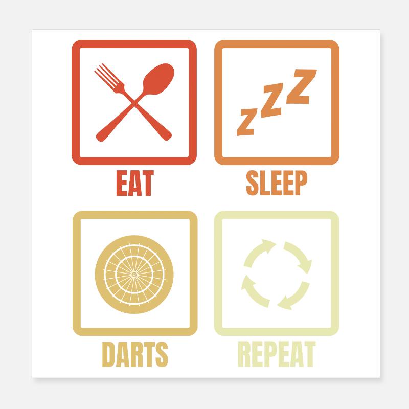 Eat Sleep Darts Repeat Poster 8" x 8" (20x20 cm)