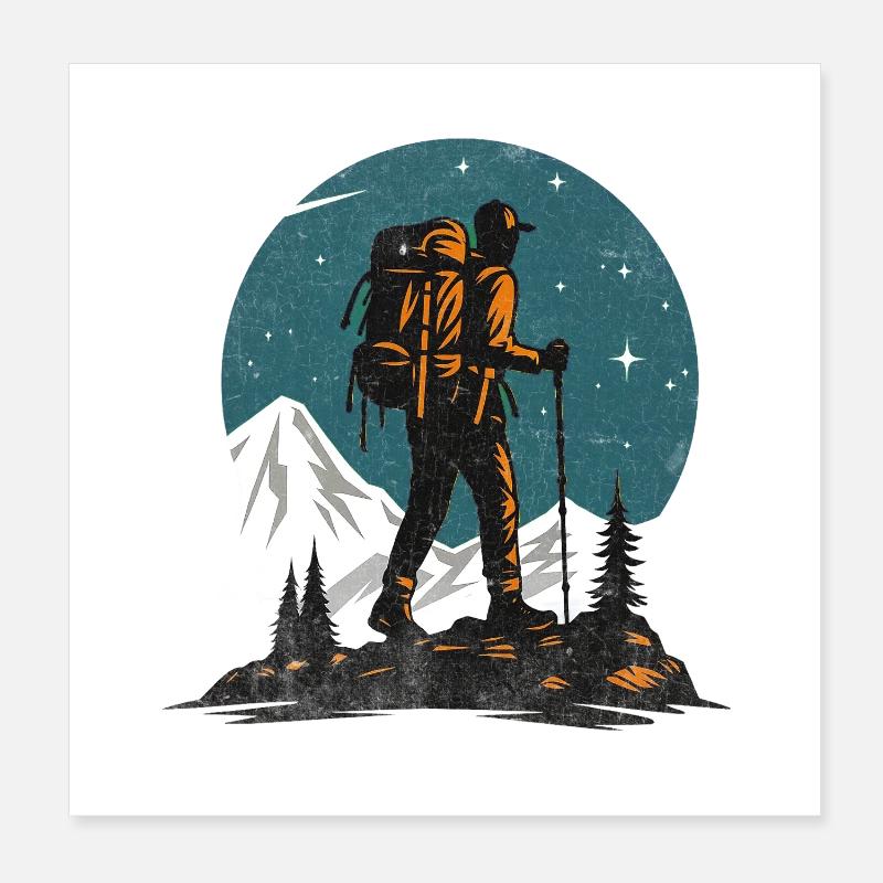 Mountain hiker Poster 8" x 8" (20x20 cm)