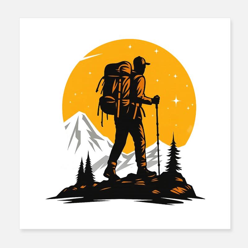 hiker Poster 8" x 8" (20x20 cm)
