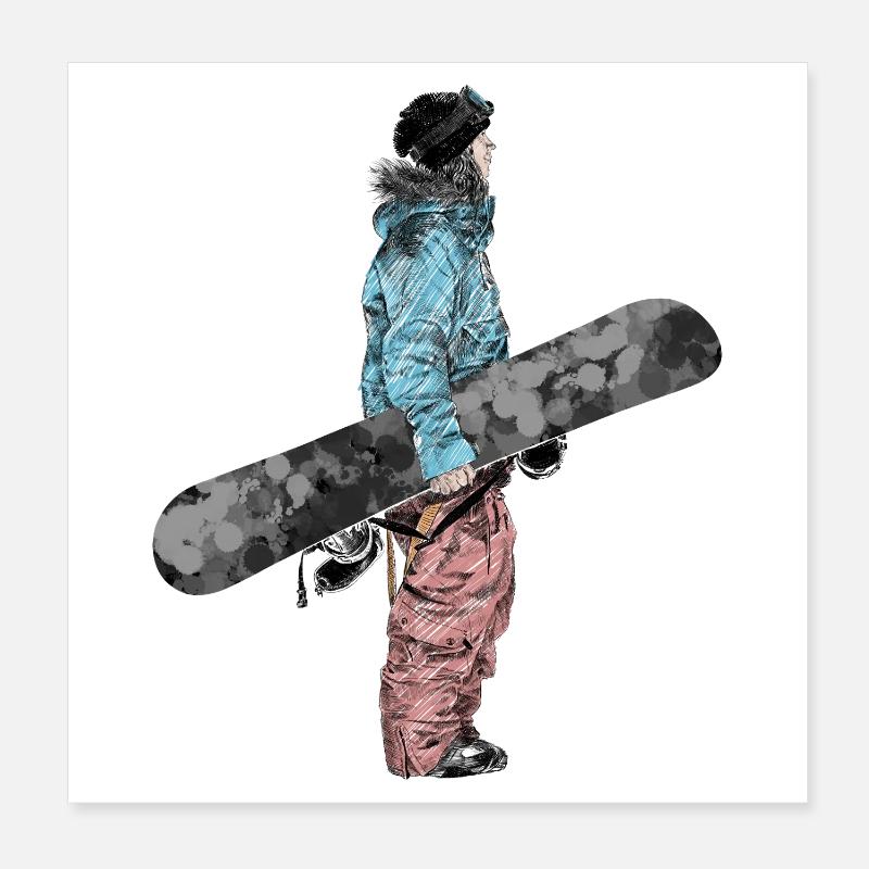 Illustration de snowboarder d’aventure Poster 20 x 20 cm