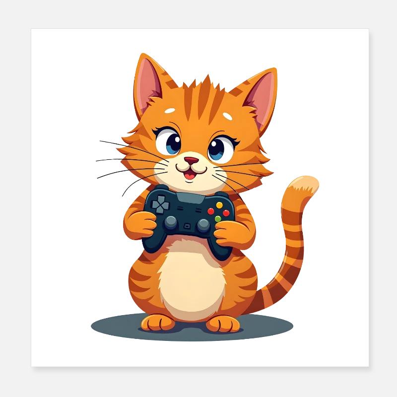 Kitten with game controller Poster 8" x 8" (20x20 cm)