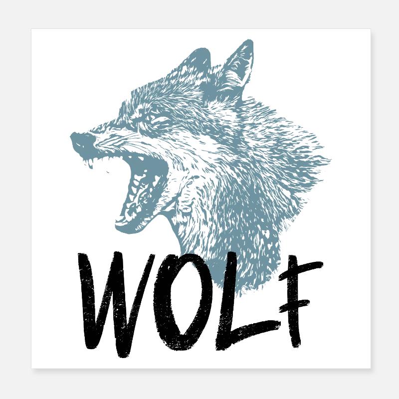 Tête de Loup en Silhouette Effilée Poster 20 x 20 cm