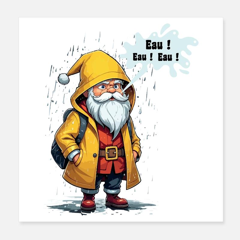 Eau Eau Eau Cadeau Humour Original Père Noël Poster 20 x 20 cm