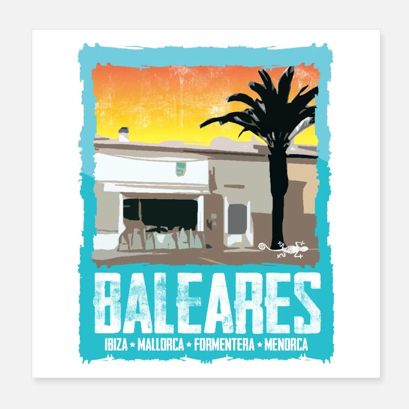 Balearic Islands Sunset Silhouette Poster 8" x 8" (20x20 cm)