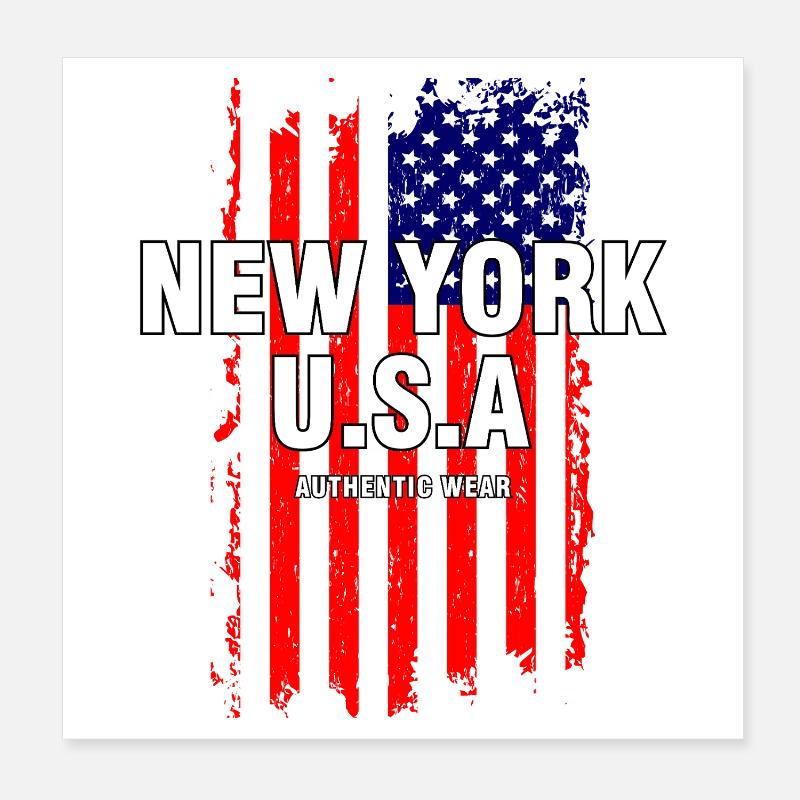 Image authentique du drapeau des États-Unis de New York Poster 20 x 20 cm